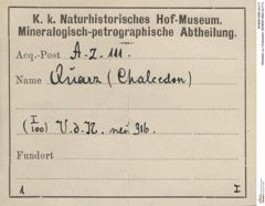 Etiketten zu Chalcedon (NHMW-MIN-Az111)